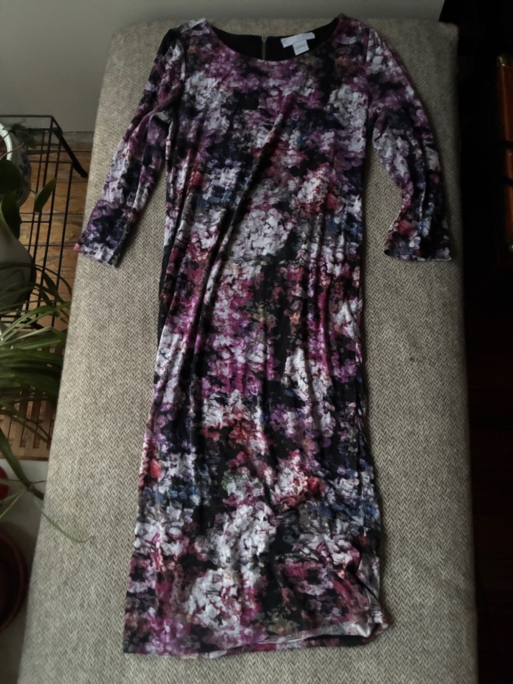 Jessica Simpson Maternity Women's Purple Floral Long-Sleeve Midi Dress